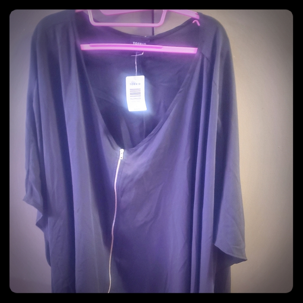 Torrid 3x top zip up sheer black NWT